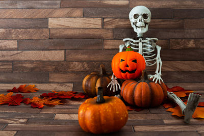 Halloween decoration on wood