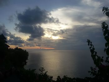 Scenic view of sea against cloudy sky