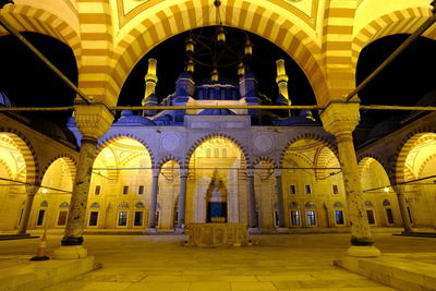 Illuminated building at night