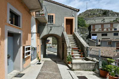 A narrow street in castelgrande, a rural village in the province of potenza in basilicata, italy.