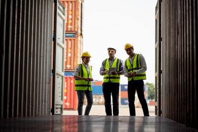 Group of people working in building