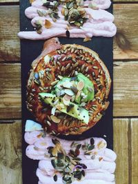 Directly above shot of food on table