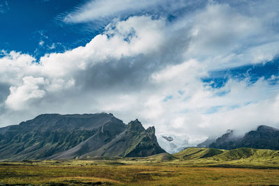 Scenic view of mountains against sky