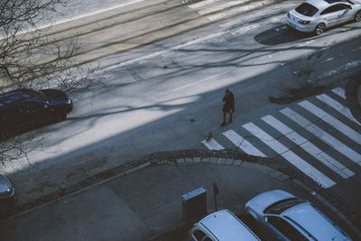 Person riding bicycle on road