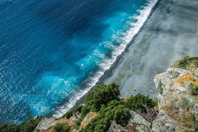 Aerial view of sea and mountains