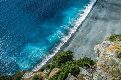 Aerial view of sea and mountains