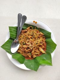 High angle view of meal served in plate