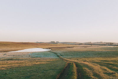 Scenic view of landscape against clear sky