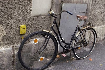 High angle view of bicycle on street