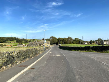 Road junction of, cave hill, and upper lane, in the rural district of, halifax, yorkshire, uk