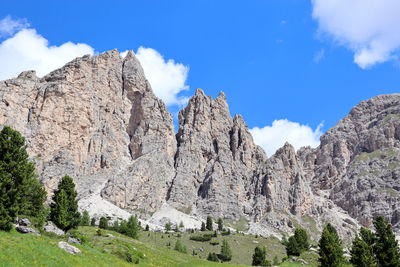 Low angle view of rocks against sky