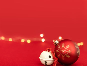 Close-up of christmas decorations on table