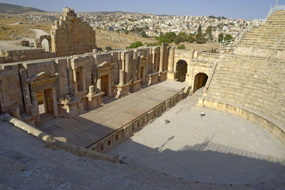 High angle view of buildings in city