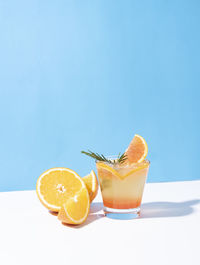 Close-up of drink against white background