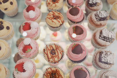 High angle view of cupcakes