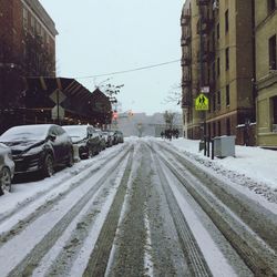 View of railroad tracks during winter