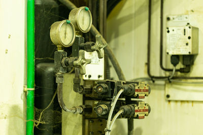 Close-up of machine part in factory