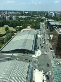 High angle view of cityscape against sky