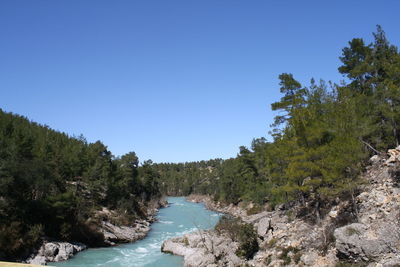 Scenic view of calm sea against clear sky