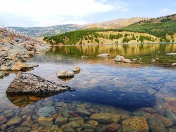 Scenic view of lake against sky