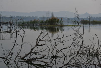 Scenic view of lake against sky