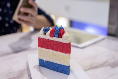 Close-up of cake on table