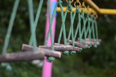 Close-up of metallic structure in park