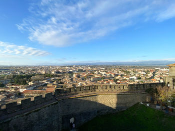 High angle shot of carcassonne against sky