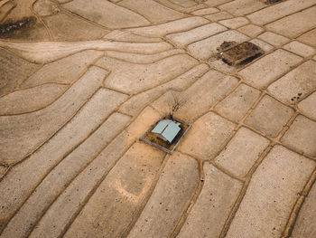 High angle view of old building by street