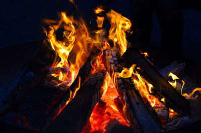 High angle view of bonfire