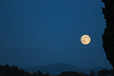 Low angle view of moon in sky at night