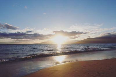 Scenic view of sunset over sea