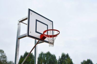 Low angle view of basketball hoop against sky