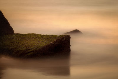 View of misty ocean