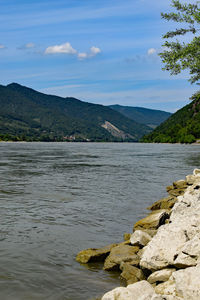 Scenic view of lake against sky