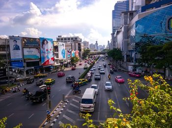 View of traffic on road