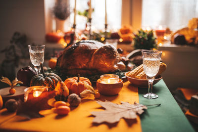 Close-up of food on table