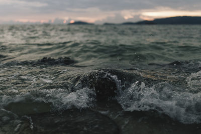 Close-up of water flowing through rocks