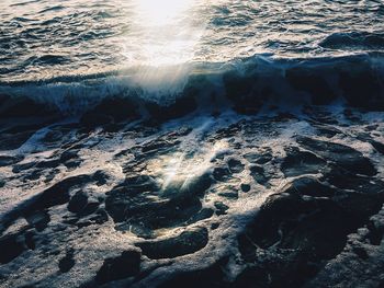 Close-up of wave on beach