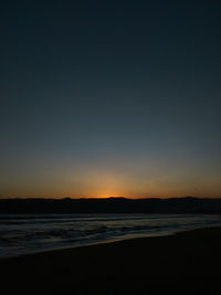 Scenic view of sea against clear sky during sunset