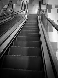 High angle view of escalator