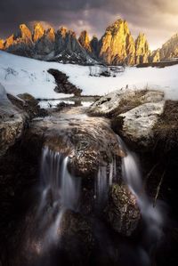 Scenic view of waterfall in forest