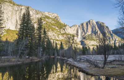 Panoramic view of lake and mountains against sky