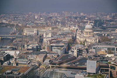 High angle view of buildings in city