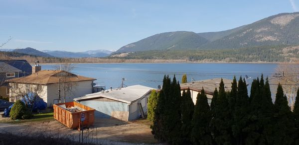 Panoramic view of lake and buildings against sky