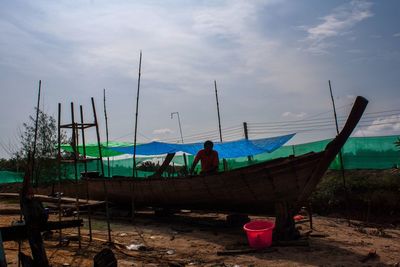 View of boats in sea