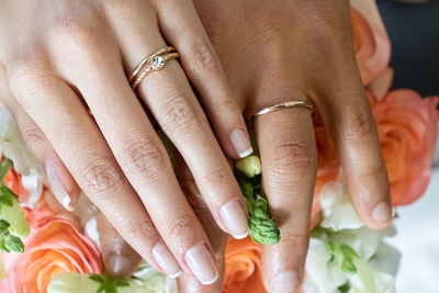 Midsection of woman with hands