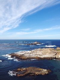 Scenic view of sea against cloudy sky