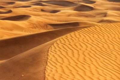 High angle view of sand dunes in desert