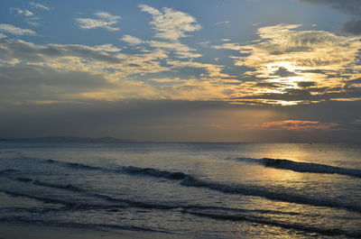 Scenic view of sea against sky during sunset